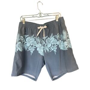 Jacks Surfboards Swim Trunks Mens Large Blue Floral Drawstring Casual Stretch